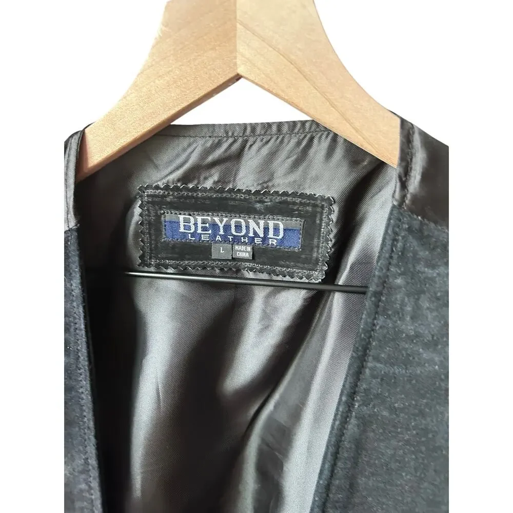 Vintage Beyond Leather Motorcycle Vest Black Snap Front Biker Waistcoat Large